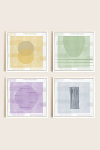 OLEKA CANVAS - QUATUOR PASTEL,Ensemble (4+), encadré Blanc