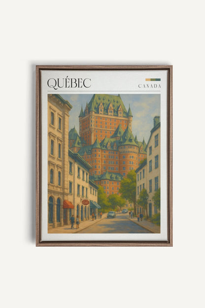 OLEKA CANVAS - QUÉBEC I, Oeuvre sur toile étirée, encadré Brun Chêne