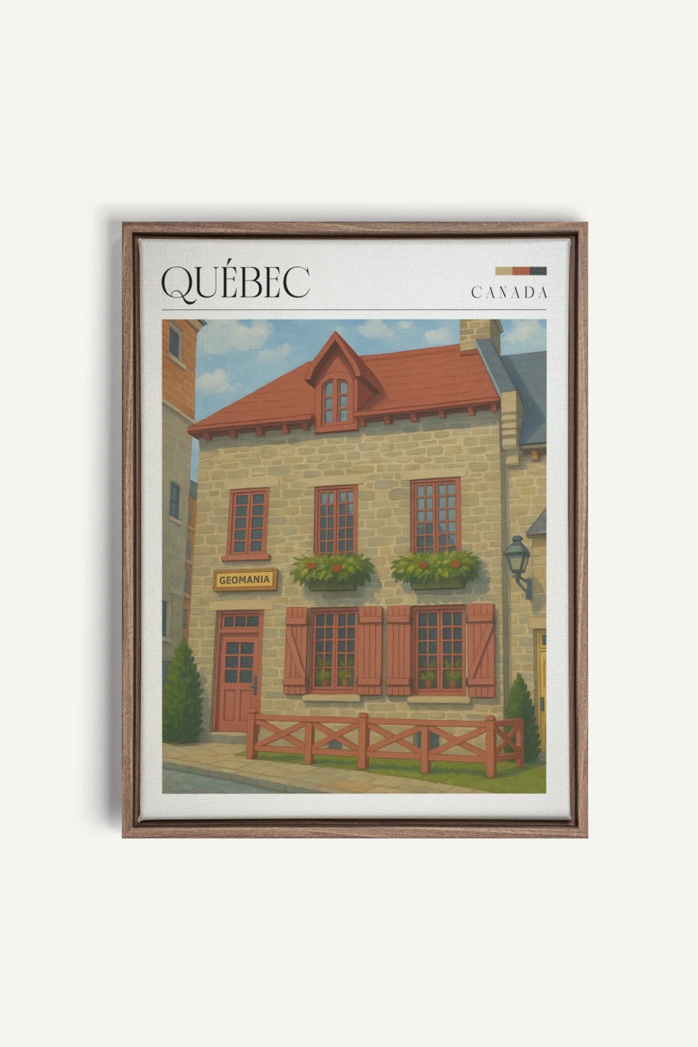 OLEKA CANVAS - QUÉBEC II, Oeuvre sur toile étirée, encadré Brun Chêne