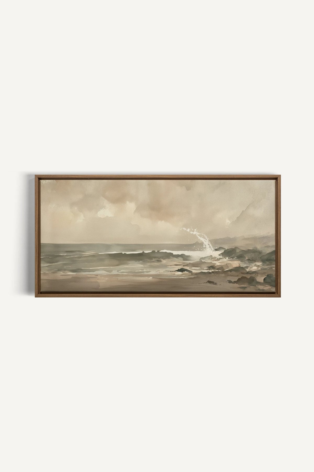 QUIET TIDE, Oeuvre sur toile étirée, encadré Brun Chêne