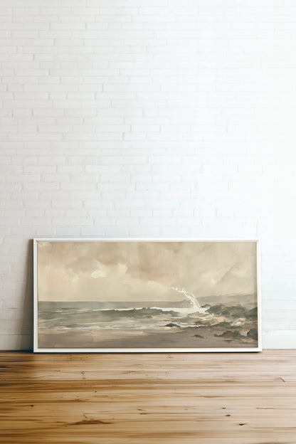 QUIET TIDE, Oeuvre sur toile étirée, encadré Blanc