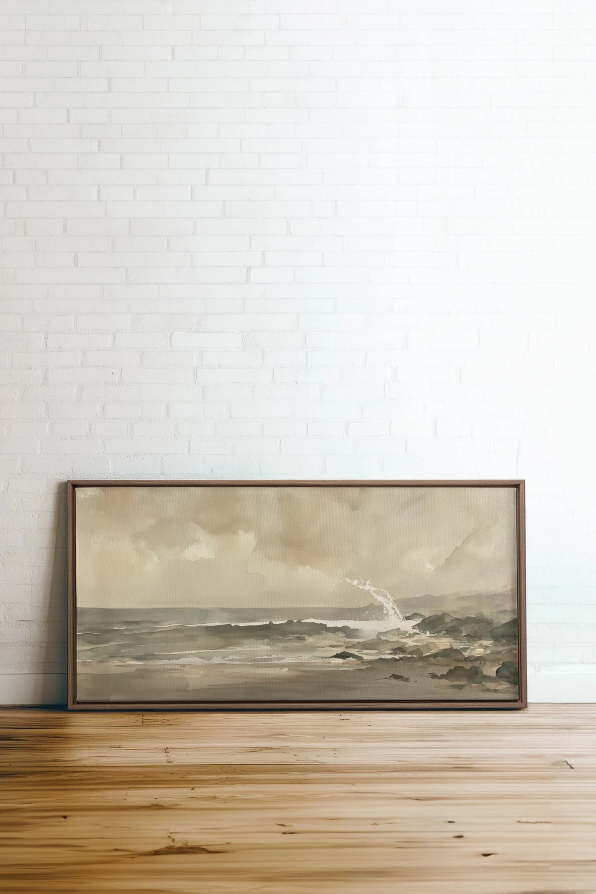 QUIET TIDE, Oeuvre sur toile étirée, encadré Brun Chêne
