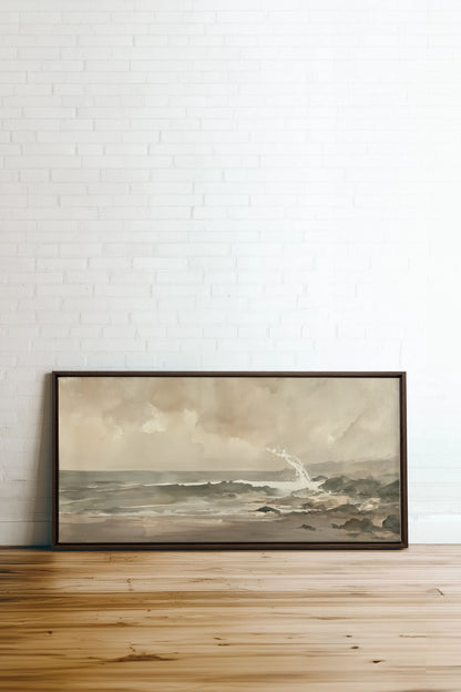 QUIET TIDE, Oeuvre sur toile étirée, encadré Brun Noyer