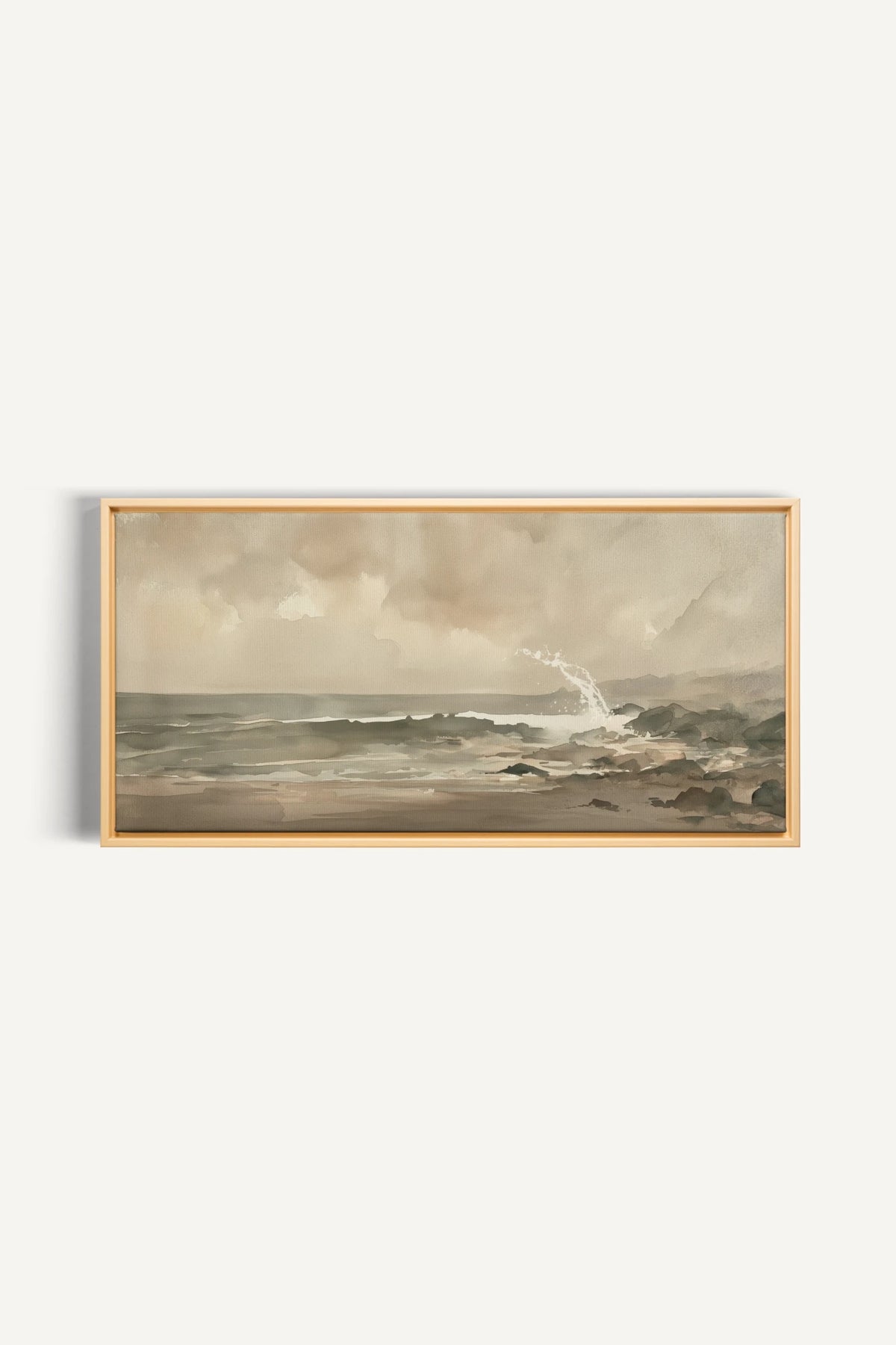 QUIET TIDE, Artwork on stretched canvas, Light Natural frame