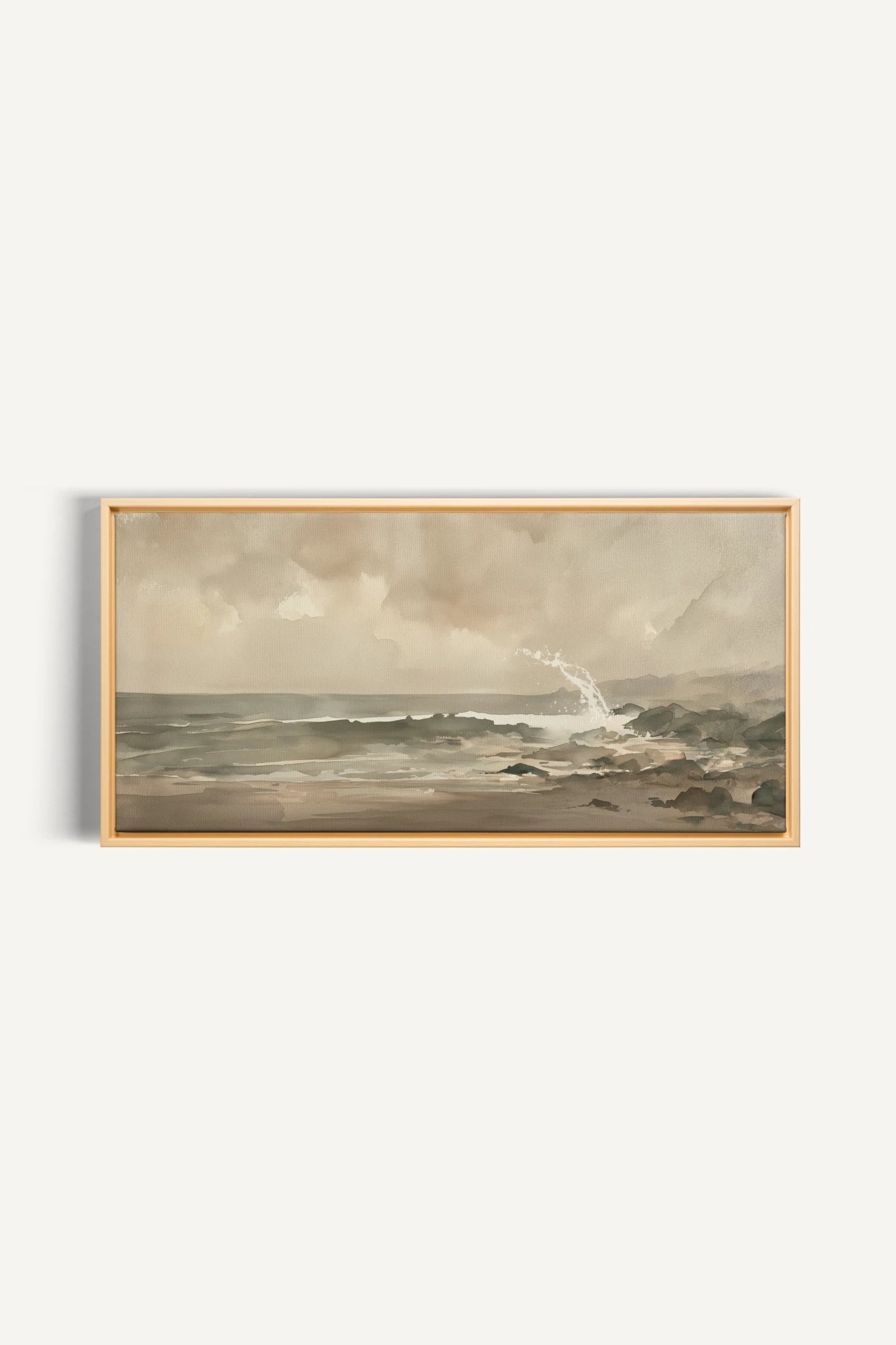 QUIET TIDE, Artwork on stretched canvas, Light Natural frame