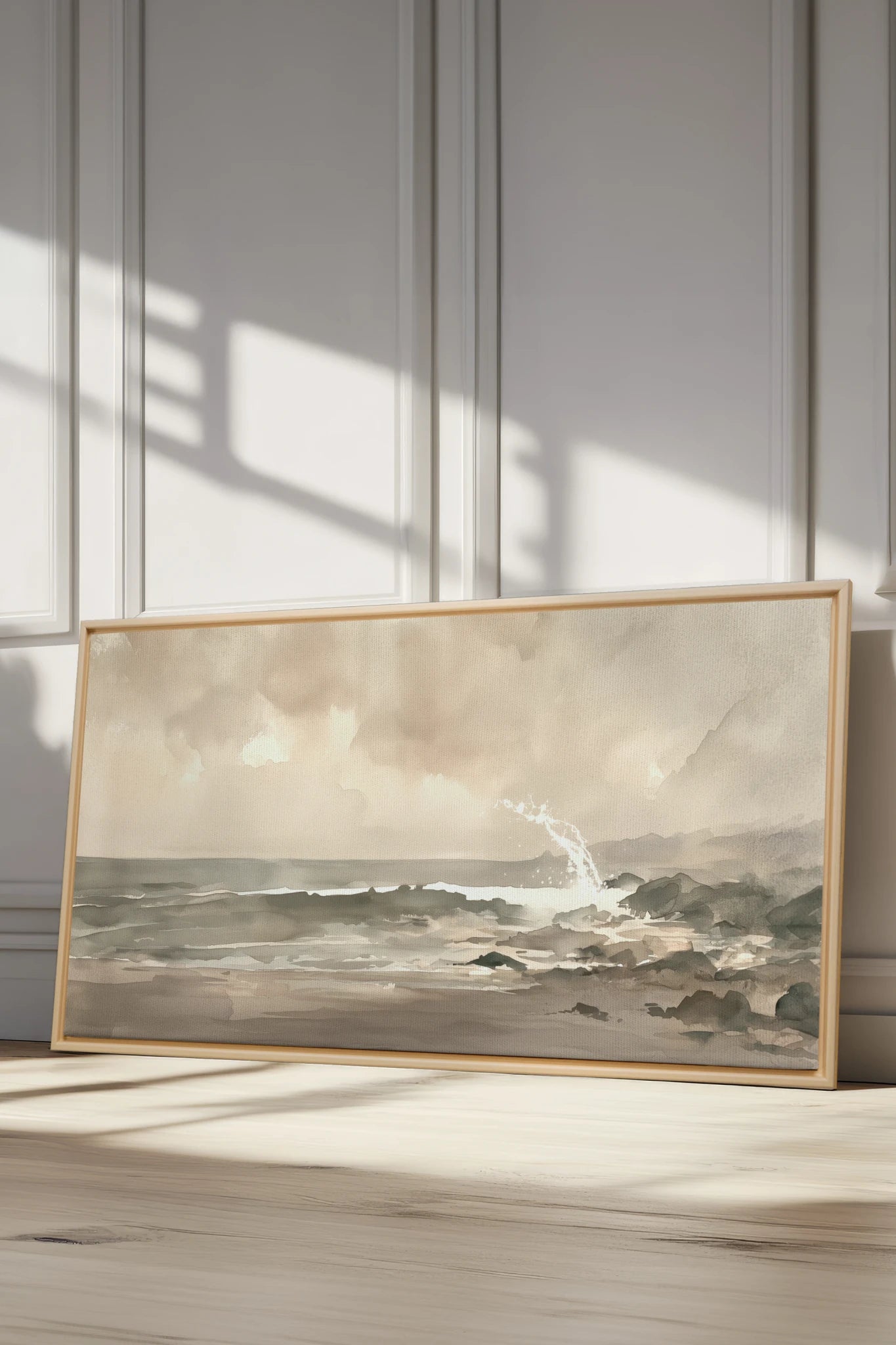 QUIET TIDE, Artwork on stretched canvas, Light Natural frame