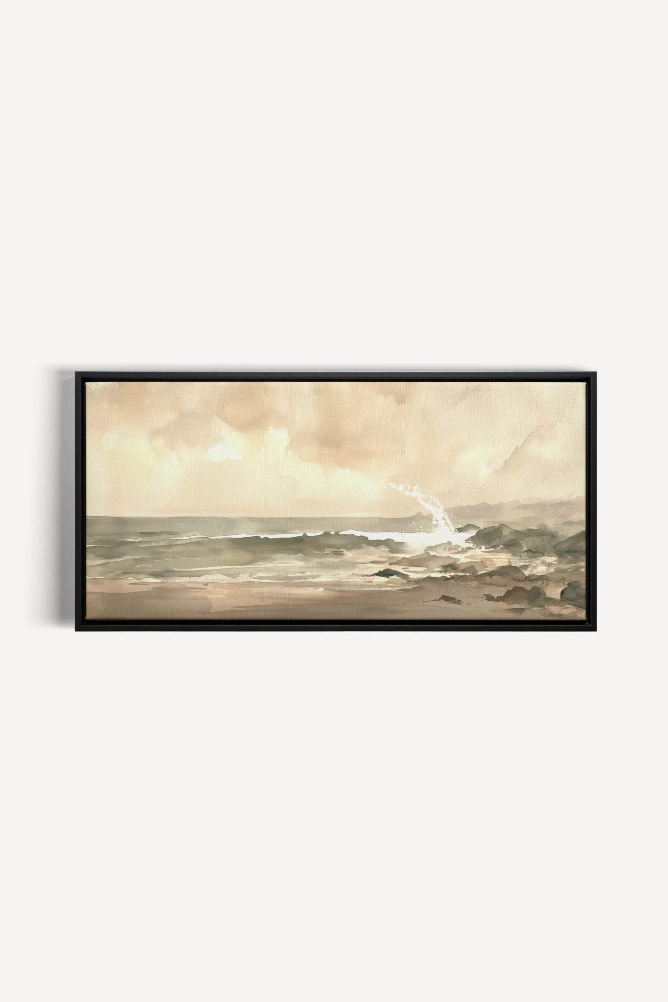 QUIET TIDE, Artwork on stretched canvas, Black frame