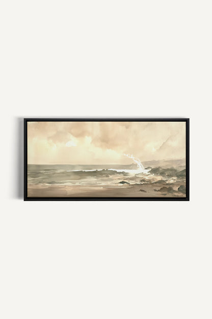 QUIET TIDE, Artwork on stretched canvas, Black frame