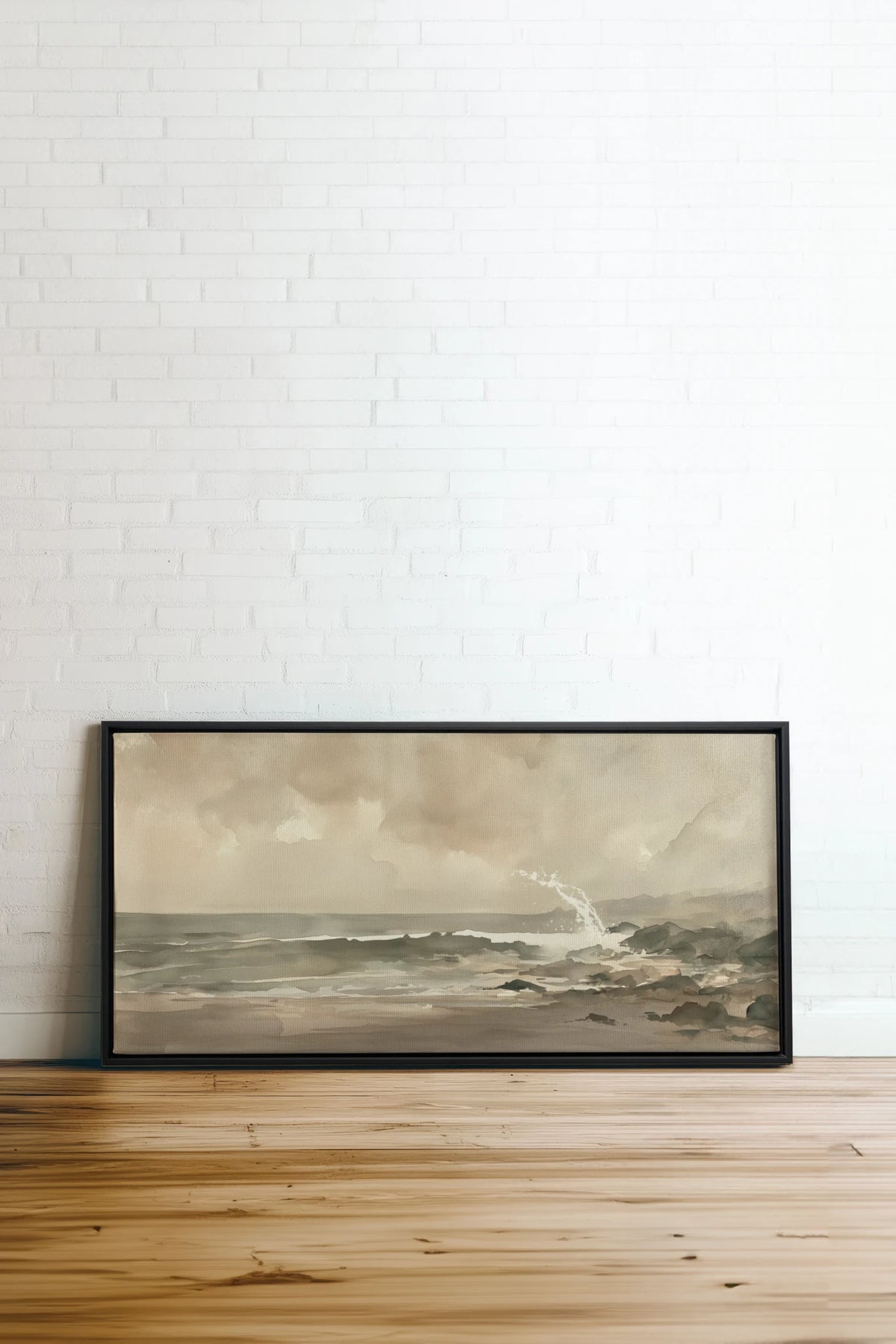 QUIET TIDE, Artwork on stretched canvas, Black frame