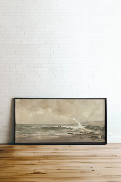 QUIET TIDE, Artwork on stretched canvas, Black frame