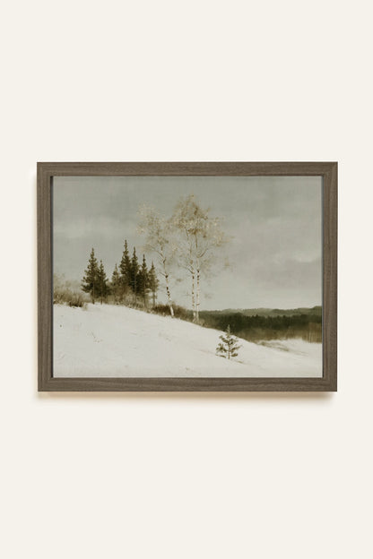 QUIÉTUDE HIVERNALE, Work on canvas, oak brown frame