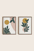 OLEKA CANVAS - RADIANT FLORA DUO, 2 Oeuvres sur toile étirée, encadré Brun Chêne