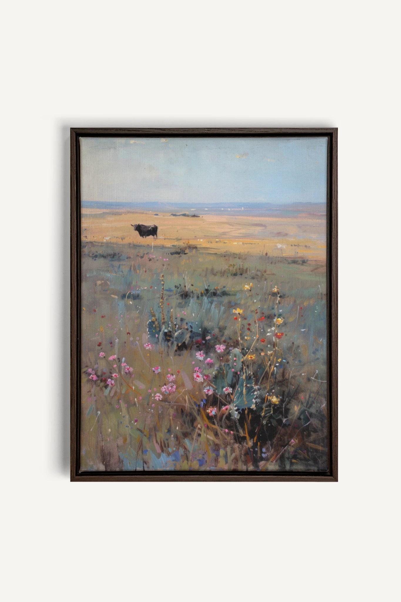 RAINBOW FIELD, Oeuvre sur toile étirée, encadré Brun Noyer