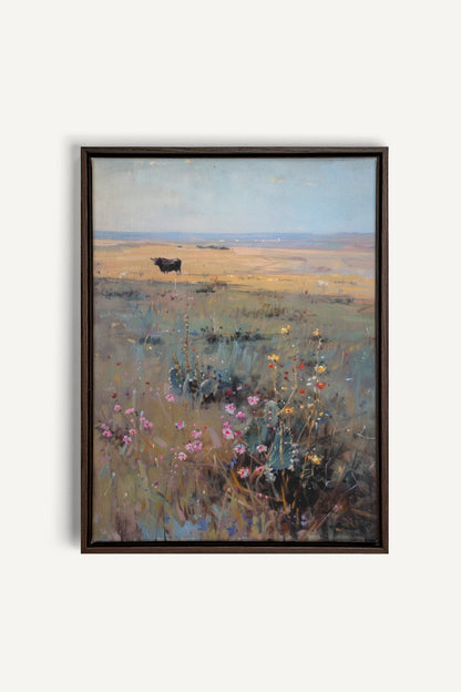 RAINBOW FIELD, Oeuvre sur toile étirée, encadré Brun Noyer