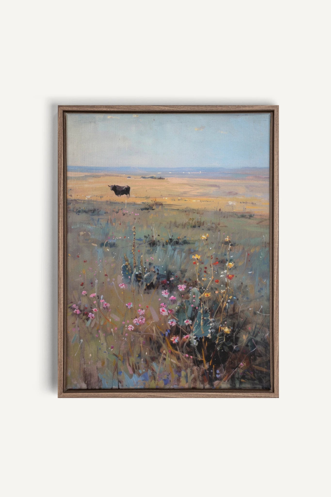 RAINBOW FIELD, Oeuvre sur toile étirée, encadré Brun Chêne