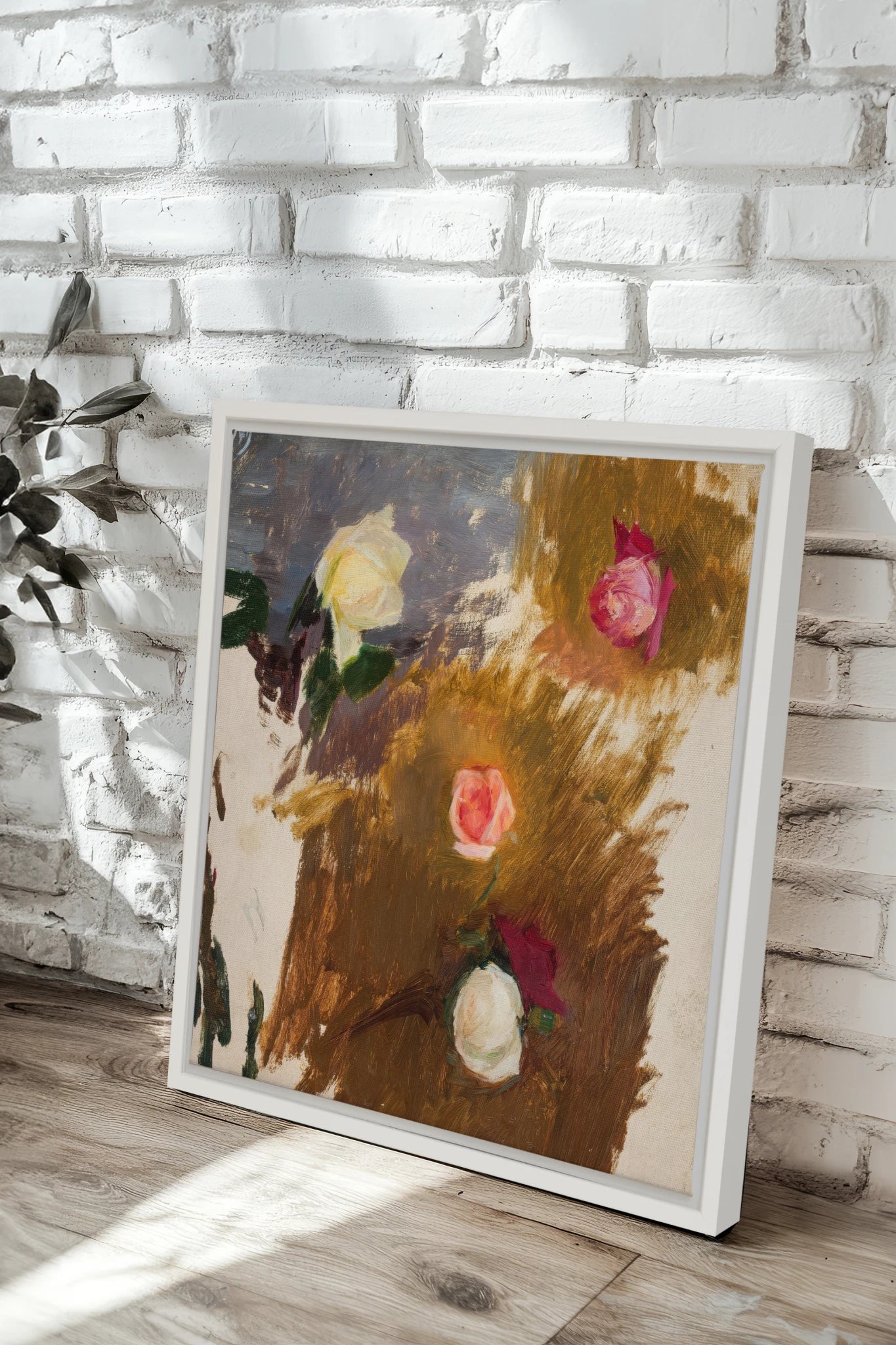 RAW FLORALS, Oeuvre sur toile étirée, encadré Blanc