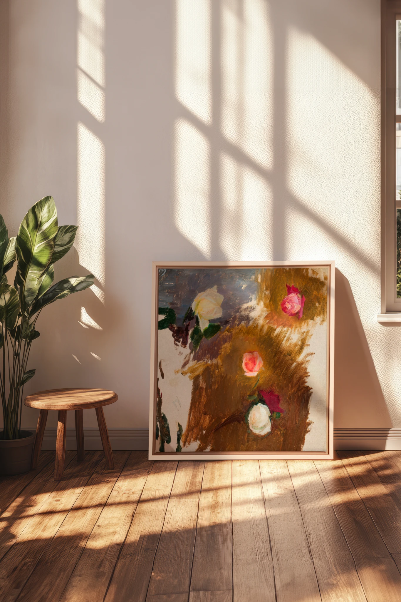 RAW FLORALS, Oeuvre sur toile étirée, encadré Naturel Clair