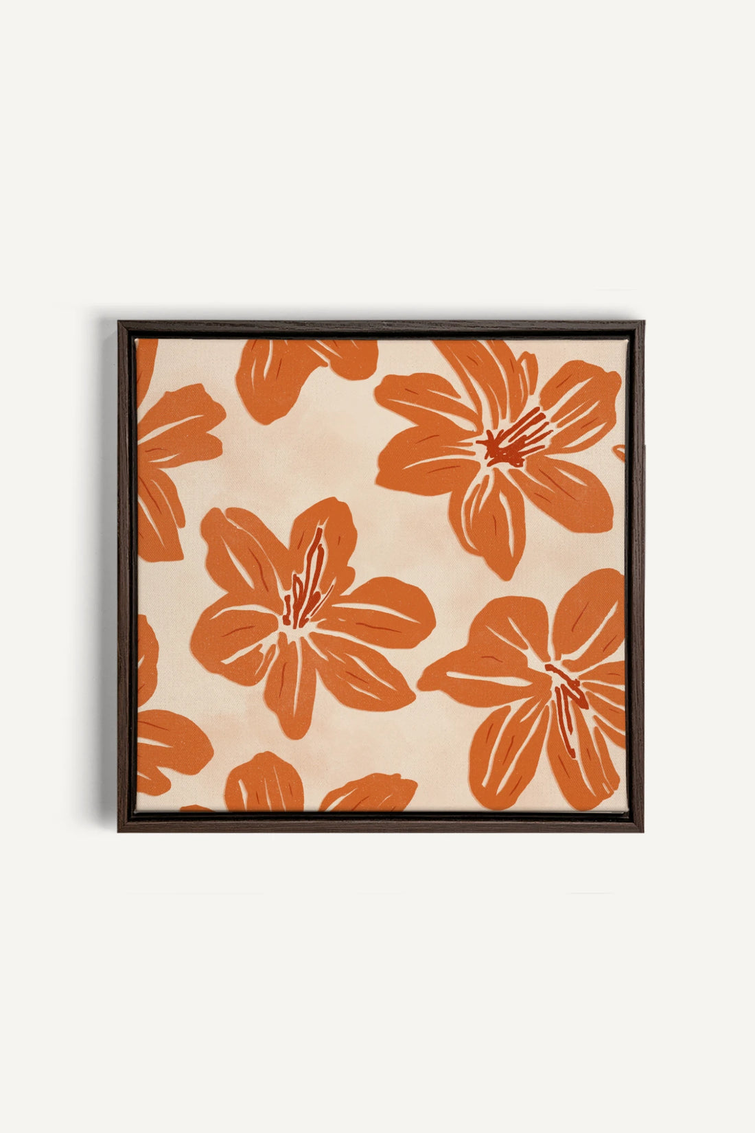 RAYON FLORAL, Artwork on stretched canvas, framed in Walnut Brown