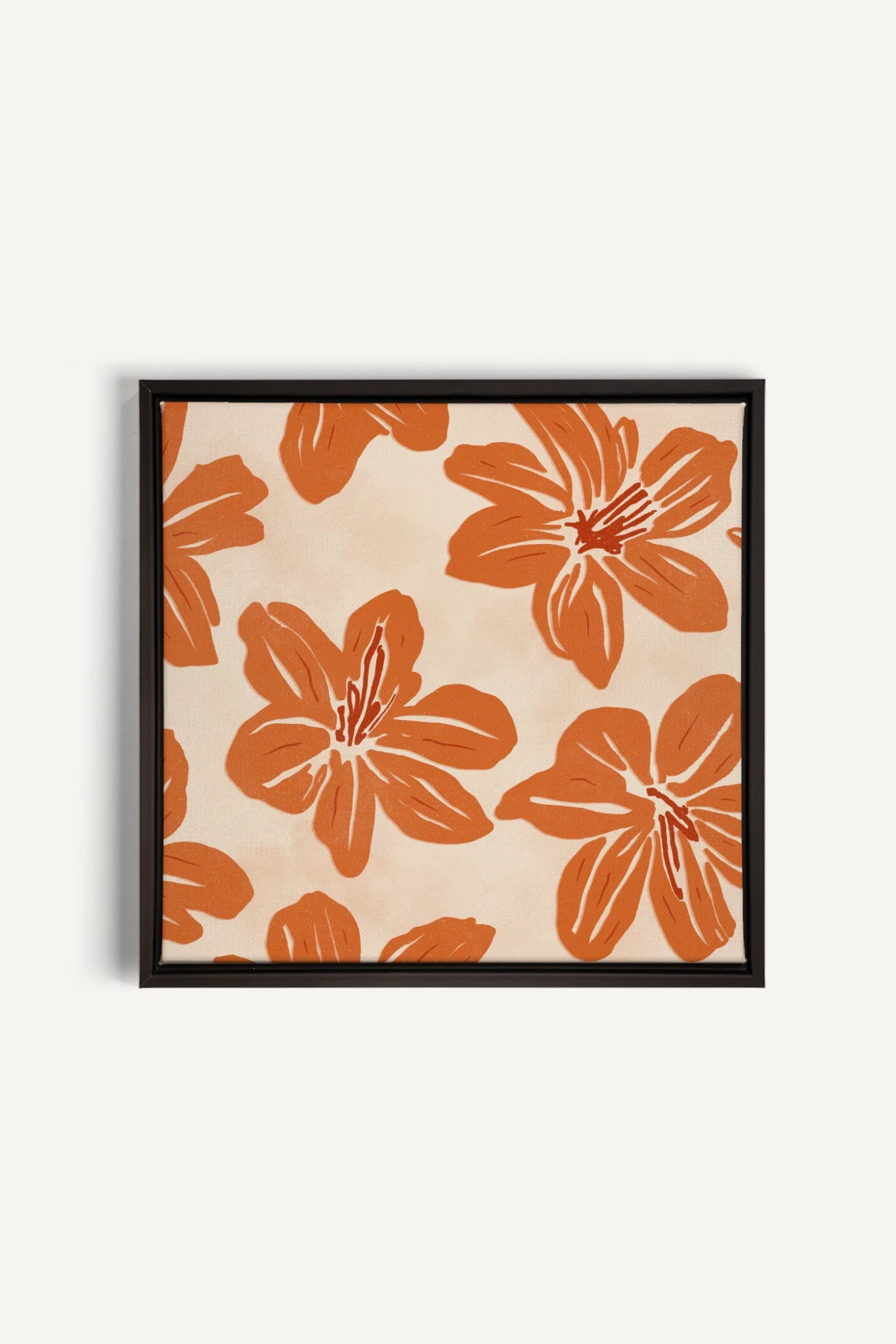 RAYON FLORAL, Oeuvre sur toile étirée, encadré Noir