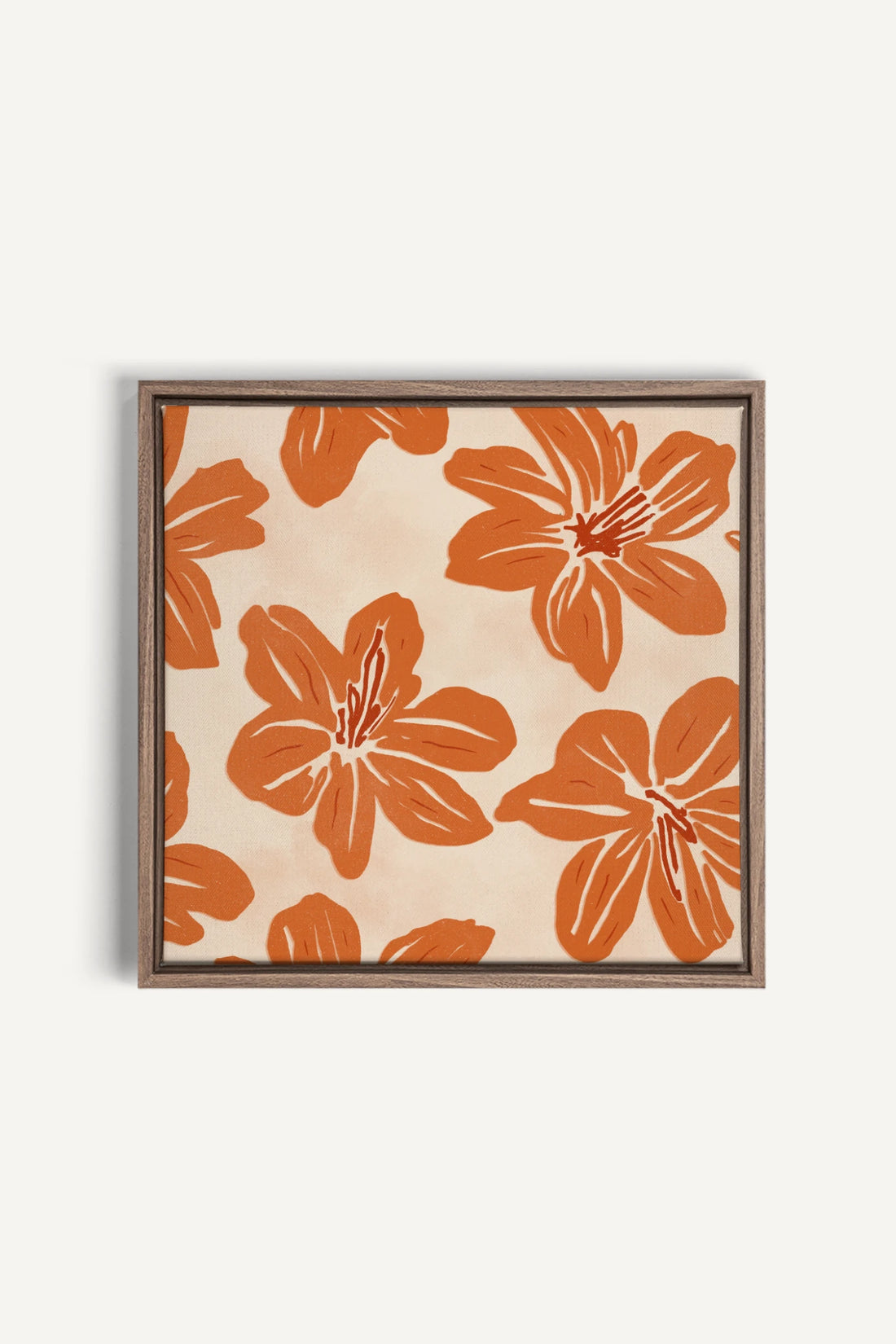 RAYON FLORAL, Artwork on stretched canvas, framed in Brown Oak