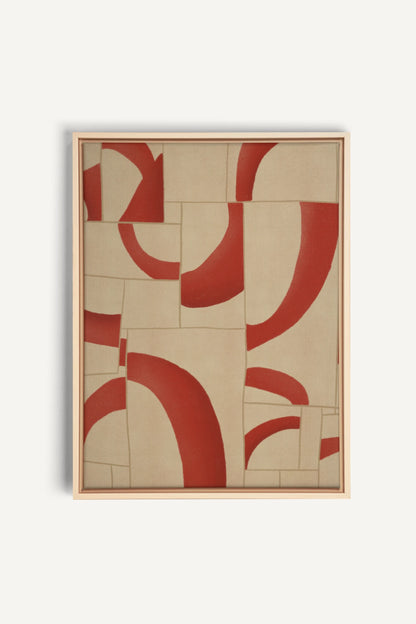RED MOSAIC, Artwork on stretched canvas, framed Natural Light