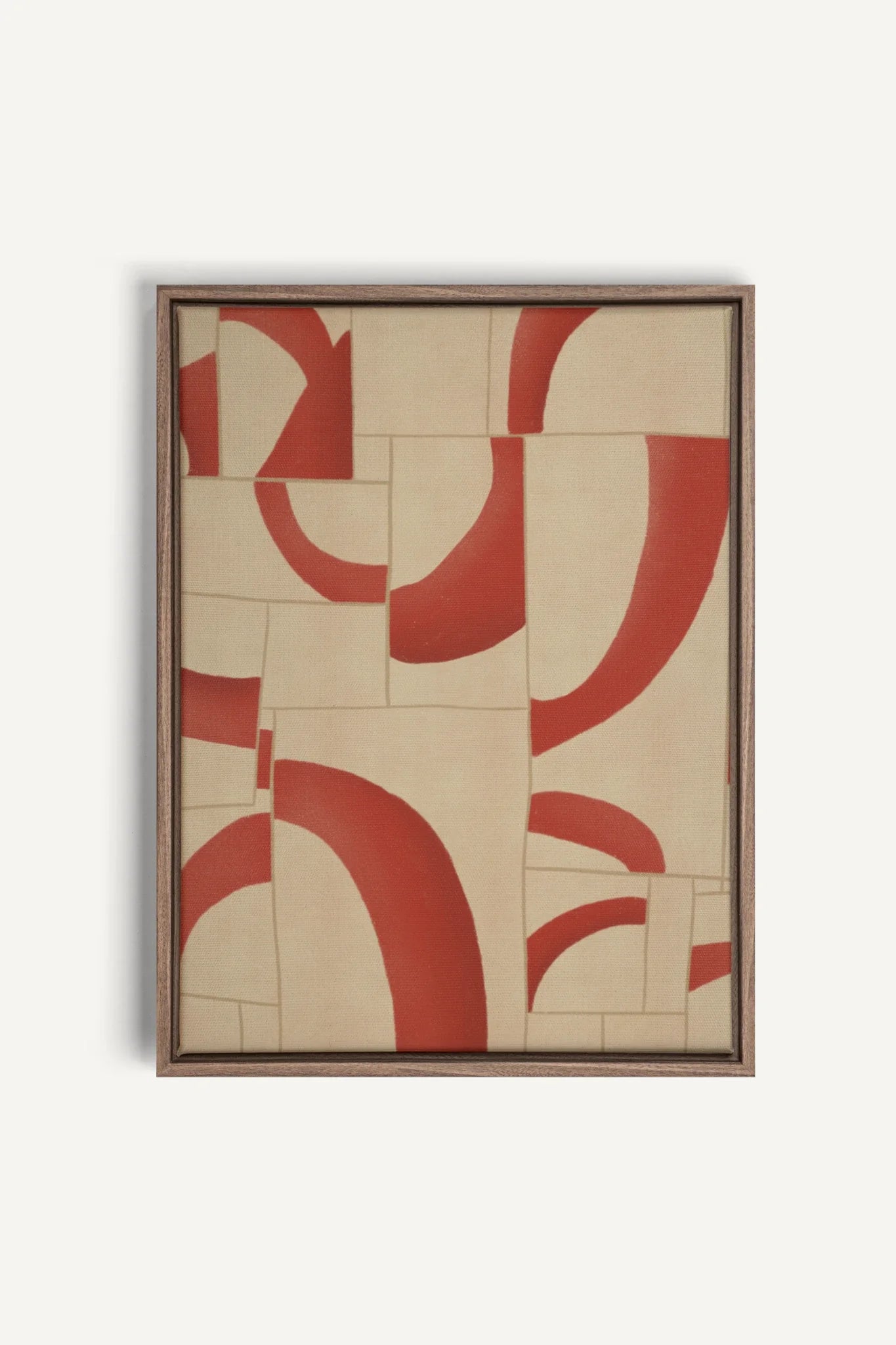 OLEKA CANVAS - RED MOSAIC, Oeuvre sur toile étirée, encadré Brun Chêne