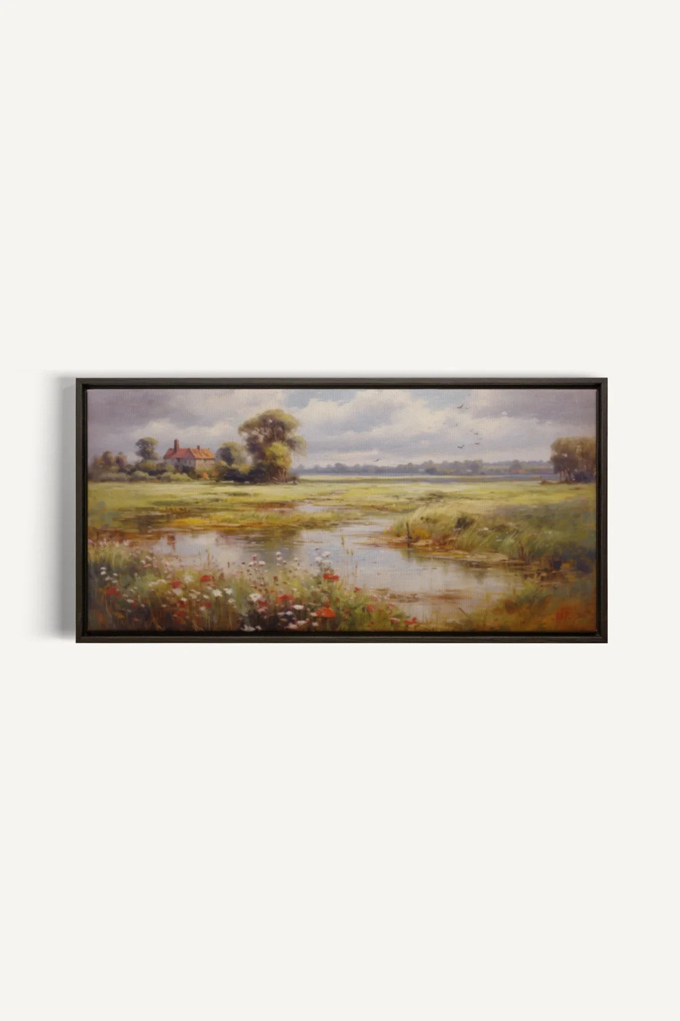 OLEKA CANVAS - Red Oasis, Oeuvre sur toile étirée, encadré Brun Noyer