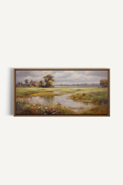 OLEKA CANVAS - Red Oasis, Oeuvre sur toile étirée, encadré Brun Chêne