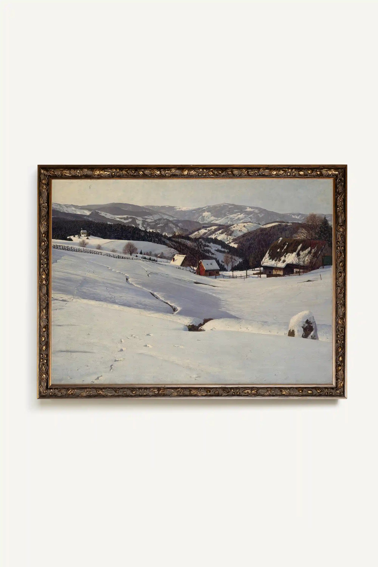 REFLETS DU FROID, Oeuvre sur toile rigide, encadré Vintage Bronze