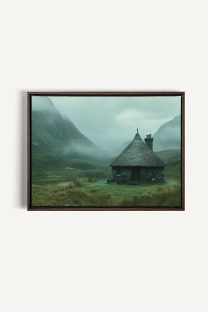 OLEKA CANVAS - REFUGE DU GARDIEN, Oeuvre sur toile étirée, encadré Brun Noyer