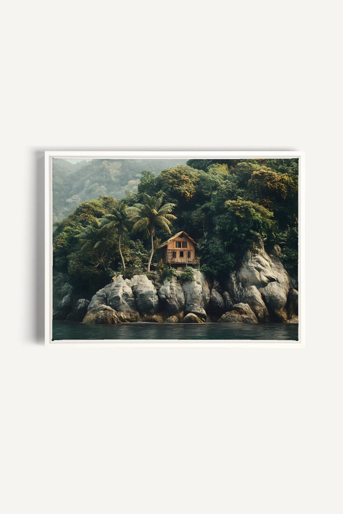 OLEKA CANVAS - REFUGE TROPICAL, Oeuvre sur toile étirée, encadré Blanc