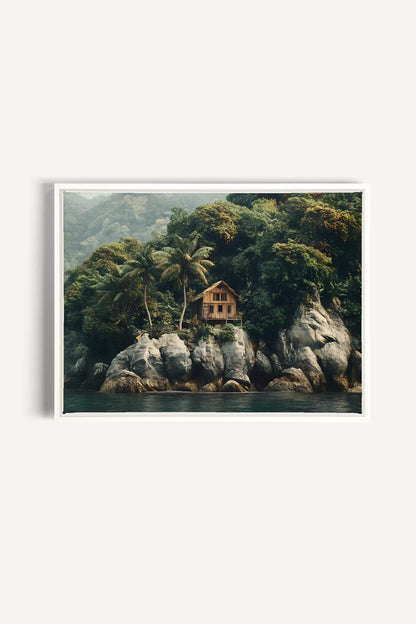 OLEKA CANVAS - REFUGE TROPICAL, Oeuvre sur toile étirée, encadré Blanc
