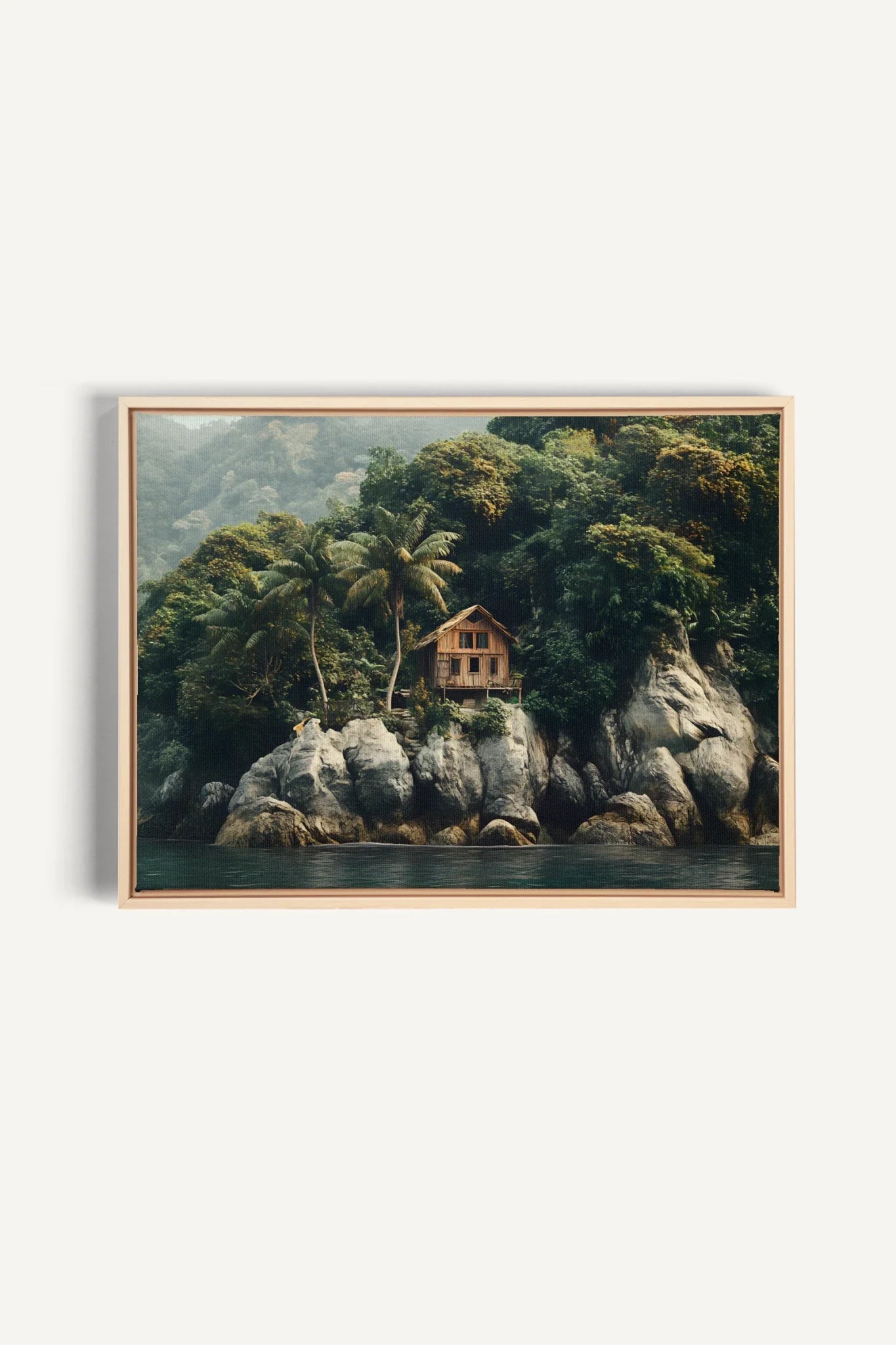 OLEKA CANVAS - REFUGE TROPICAL, Oeuvre sur toile étirée, encadré Naturel Clair