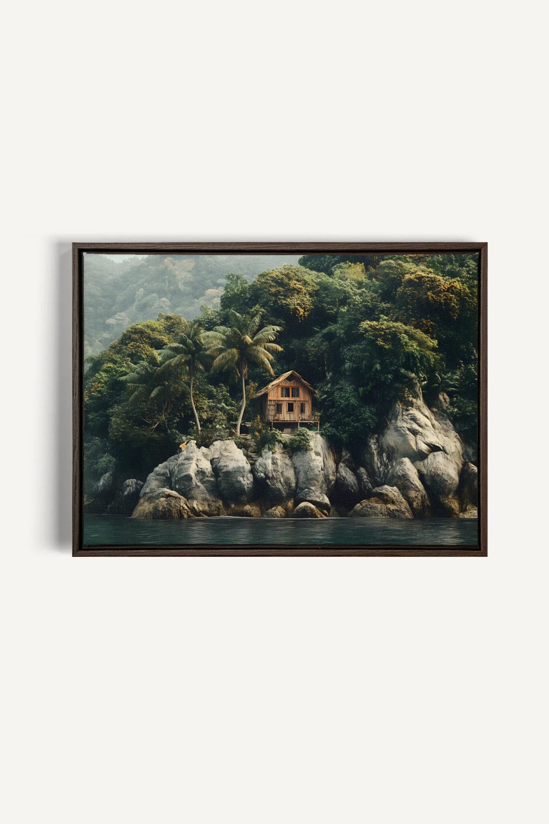 OLEKA CANVAS - REFUGE TROPICAL, Oeuvre sur toile étirée, encadré Brun Noyer