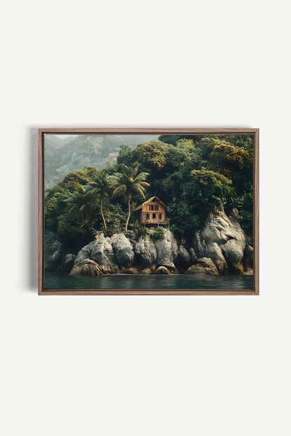 OLEKA CANVAS - REFUGE TROPICAL, Oeuvre sur toile étirée, encadré Brun Chêne