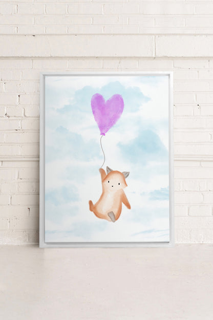 OLEKA CANVAS - RENARD, Oeuvre sur toile étirée, encadré Blanc