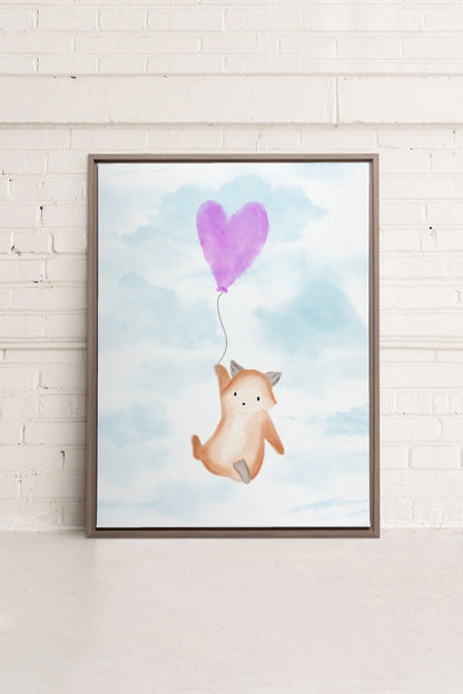 OLEKA CANVAS - RENARD, Oeuvre sur toile étirée, encadré Brun Chêne