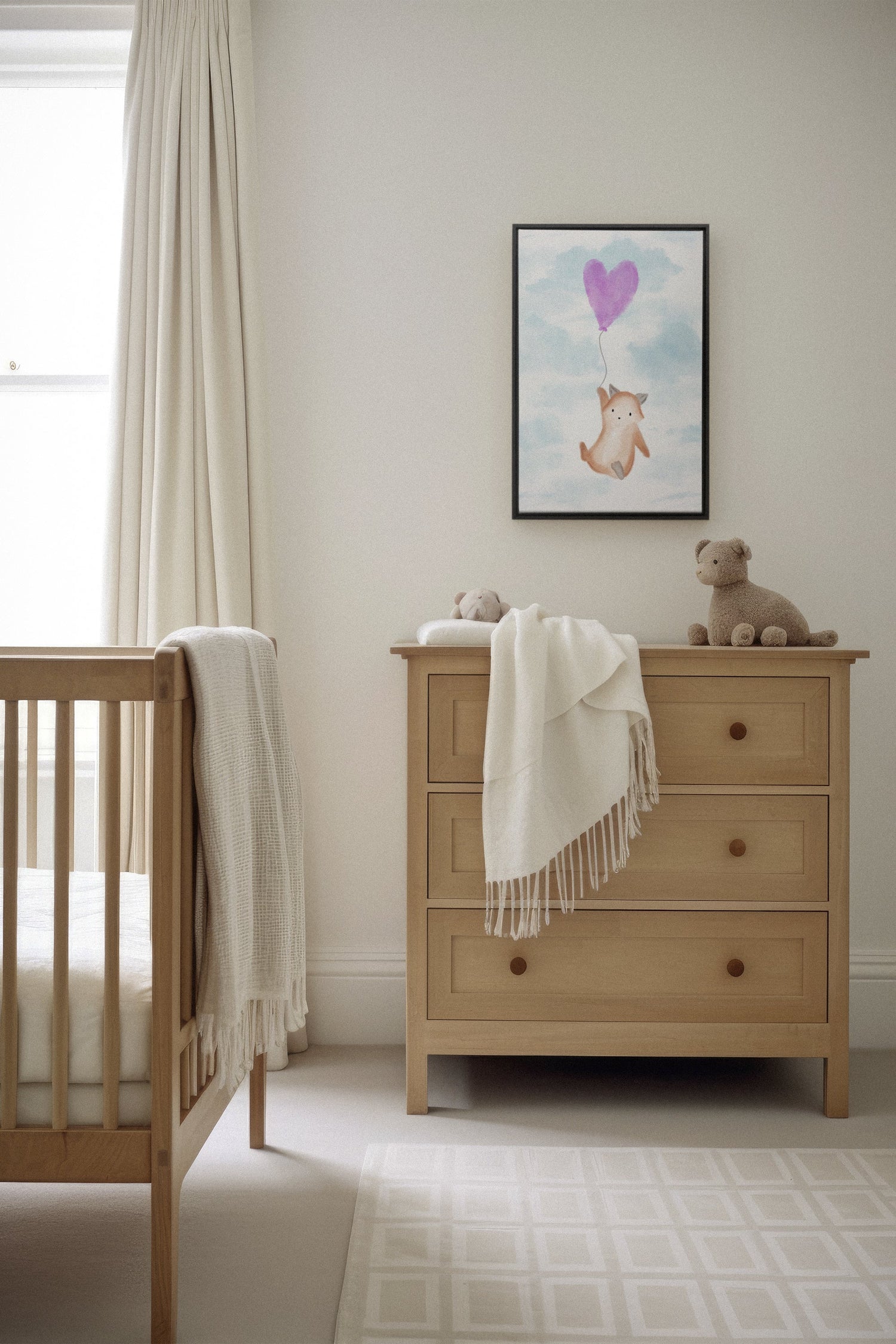 OLEKA CANVAS - RENARD, Oeuvre sur toile étirée, encadré Noir