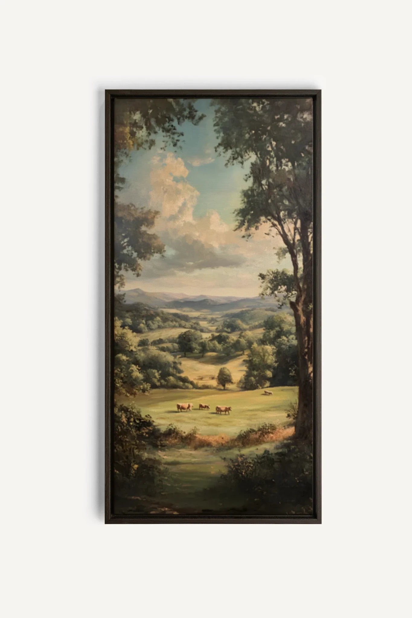 OLEKA CANVAS - REPOS CHAMPÊTRE, Oeuvre sur toile étirée, encadré Brun Noyer