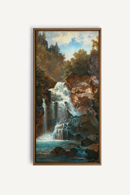 RIVERFIRE, Work on stretched canvas, framed Oak Brown