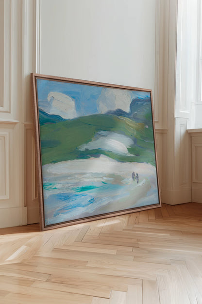 RIVERLIGHT, Work on stretched canvas, framed Oak Brown