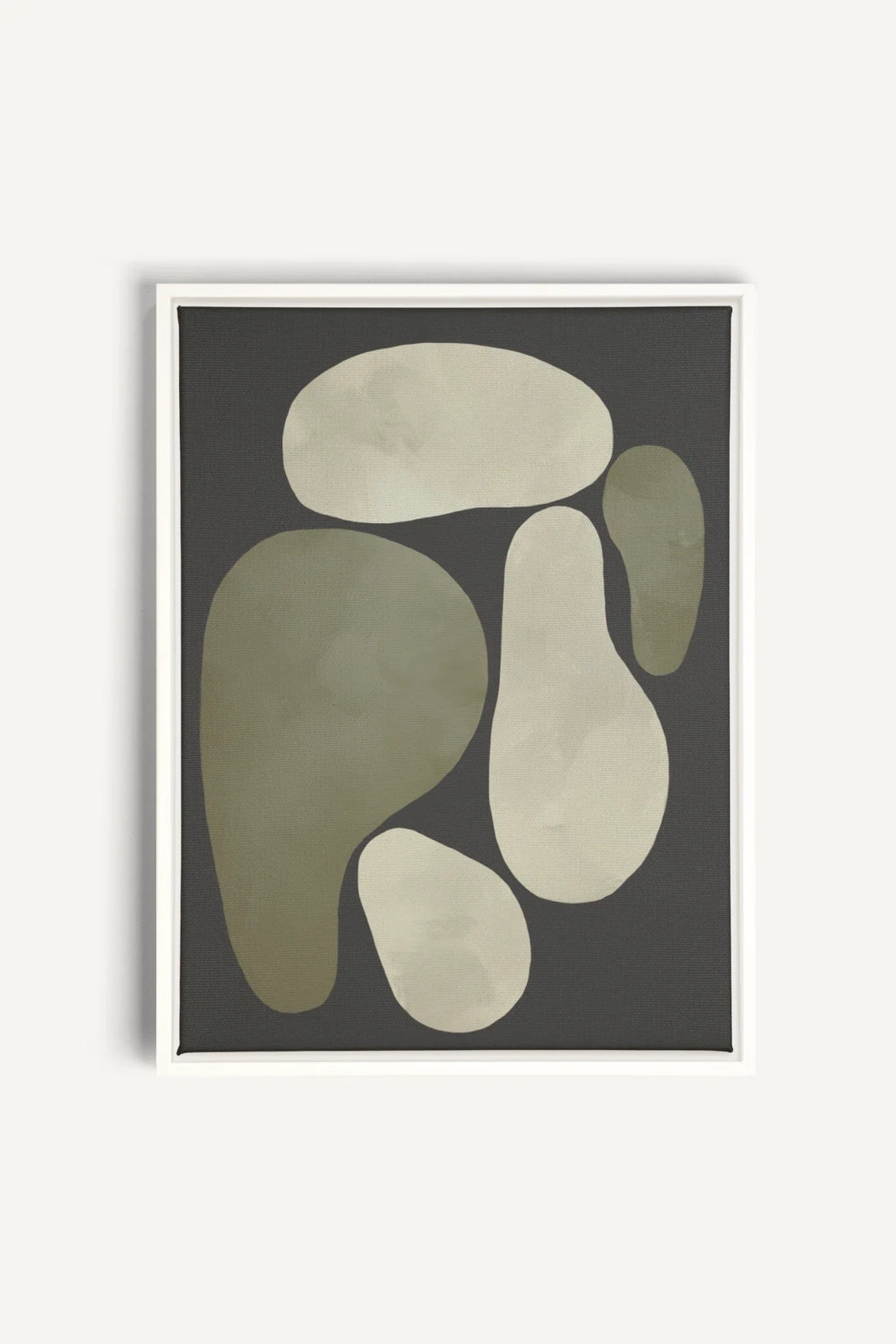 OLEKA CANVAS - ROCHES, Oeuvre sur toile étirée, encadré Blanc