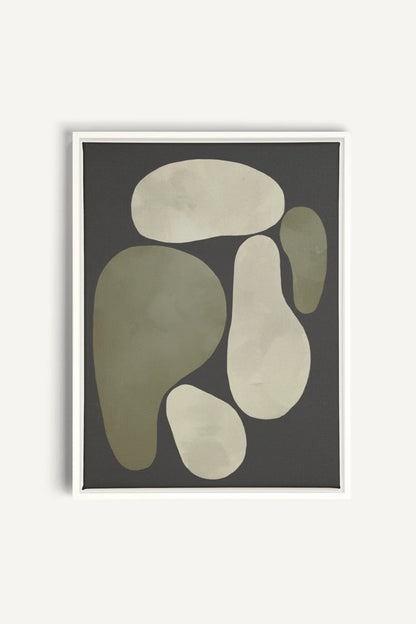 OLEKA CANVAS - ROCHES, Oeuvre sur toile étirée, encadré Blanc