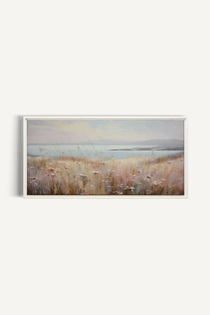 OLEKA CANVAS - Rose Lagoon, Oeuvre sur toile étirée, encadré Blanc