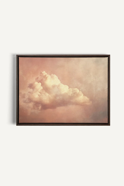 OLEKA CANVAS - ROSE MIST, Oeuvre sur toile étirée, encadré Brun Noyer