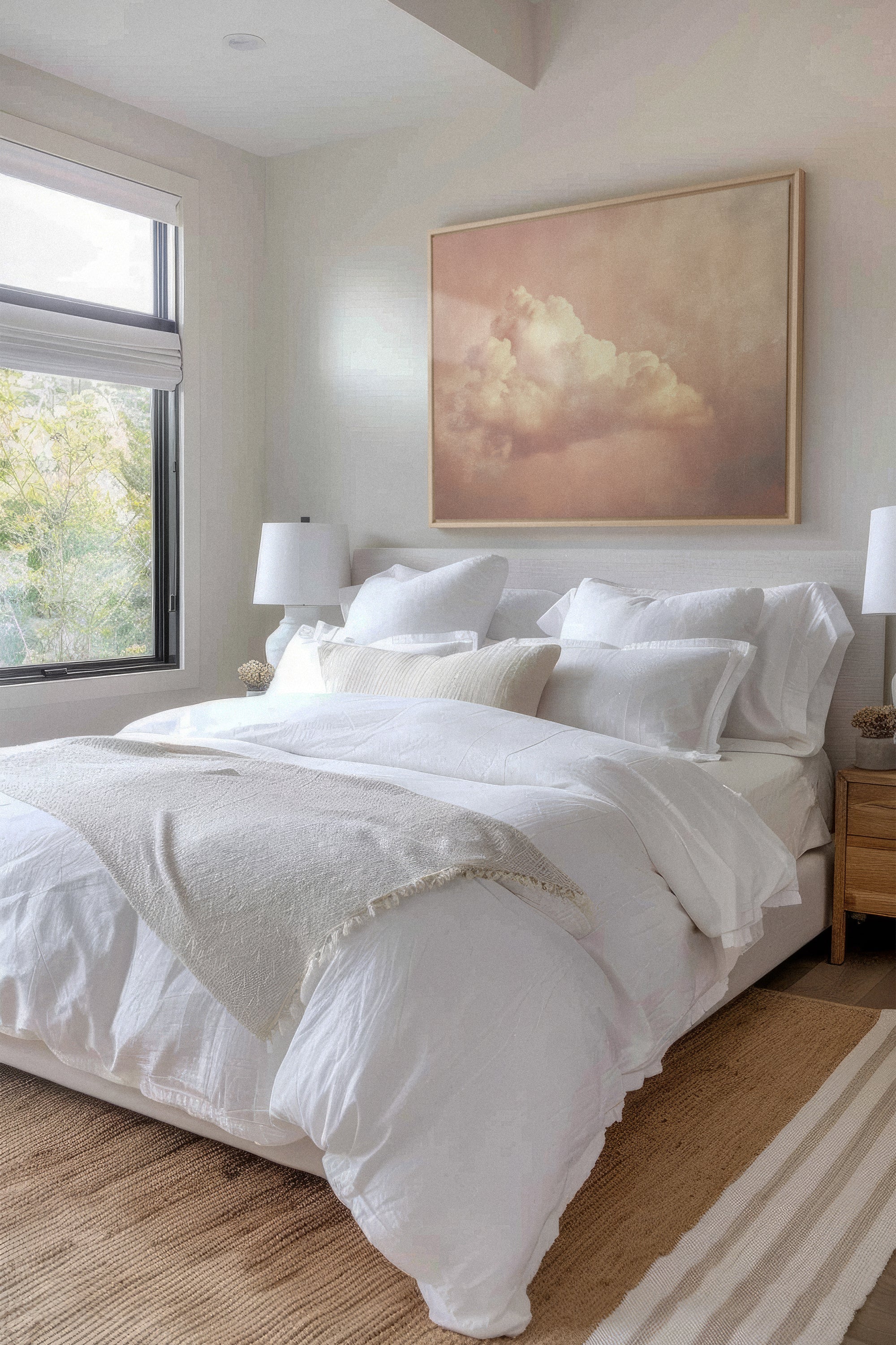 OLEKA CANVAS - ROSE MIST, Oeuvre sur toile étirée, encadré Naturel Clair