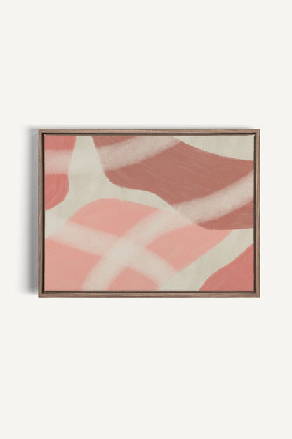 OLEKA CANVAS - ROSY GLOW, Oeuvre sur toile étirée, encadré Brun Chêne