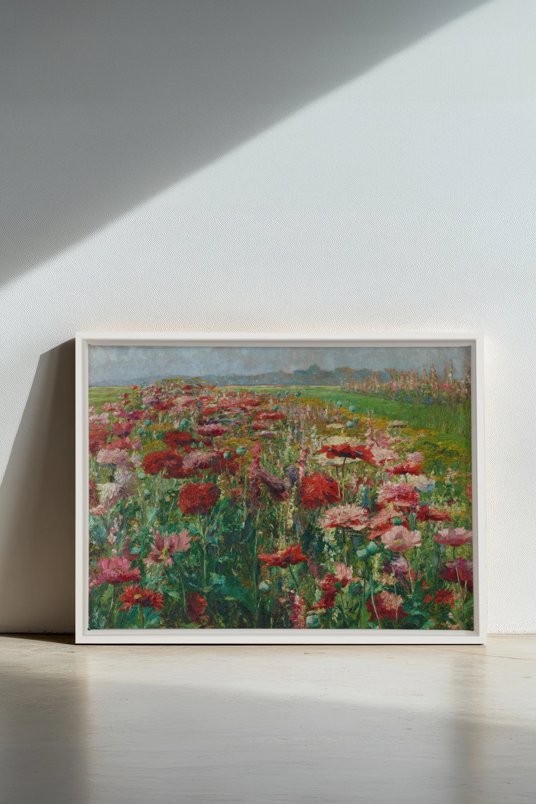 ROUGE PRAIRIE, Oeuvre sur toile étirée, encadré Blanc