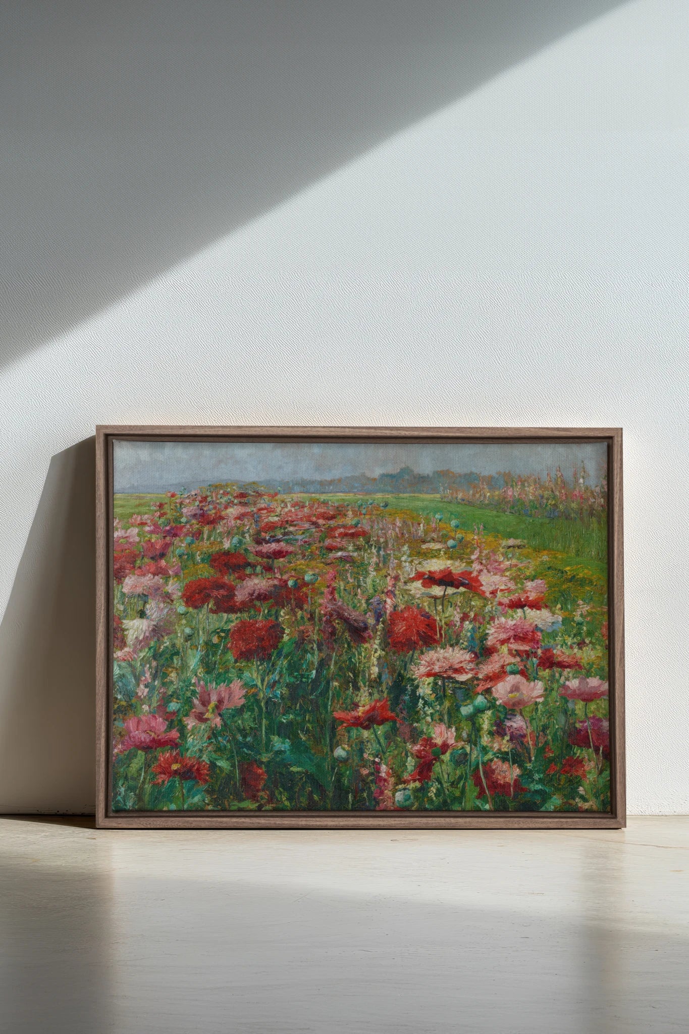 ROUGE PRAIRIE, Oeuvre sur toile étirée, encadré Brun Chêne