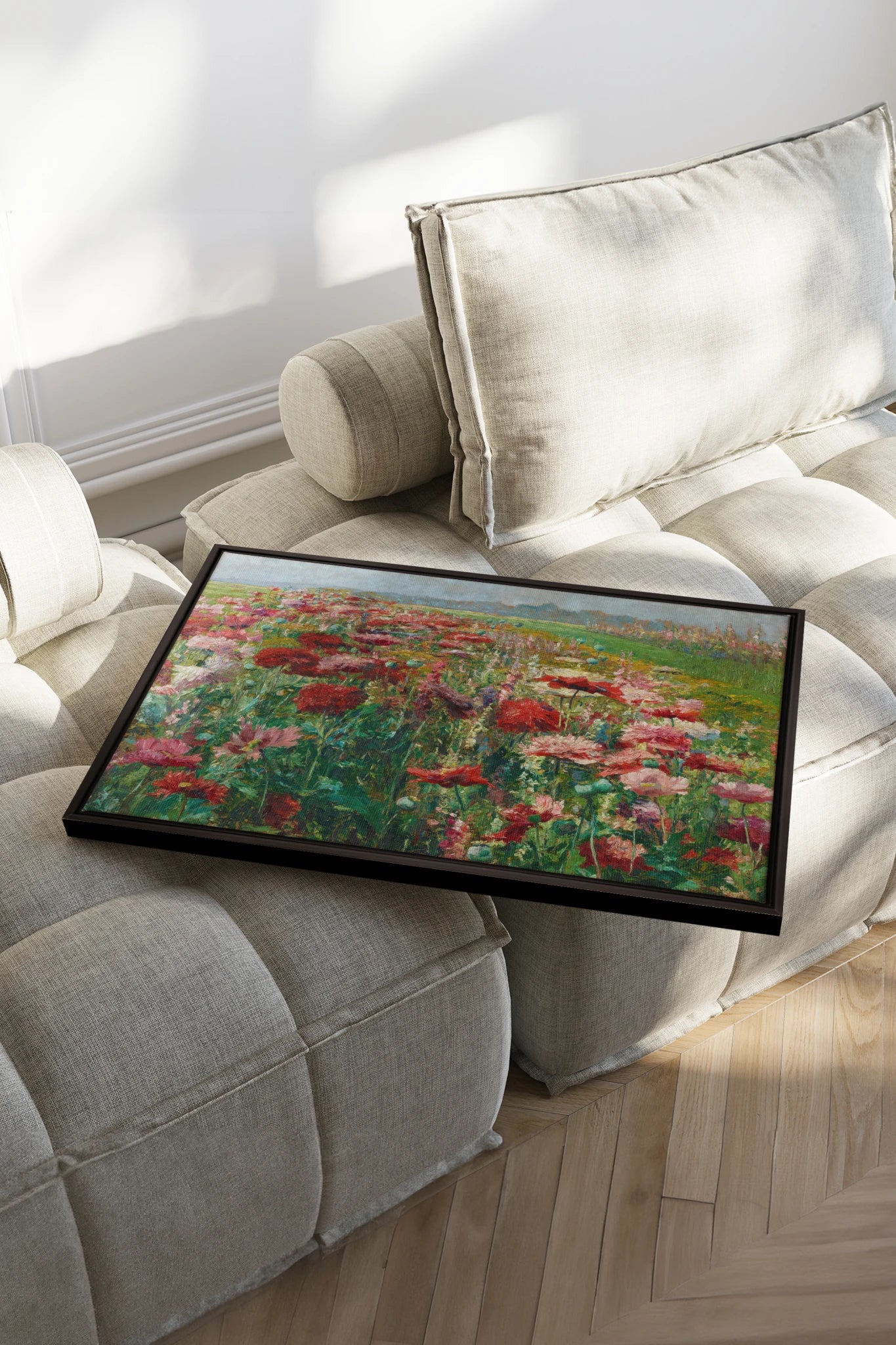 ROUGE PRAIRIE, Oeuvre sur toile étirée, encadré Noir